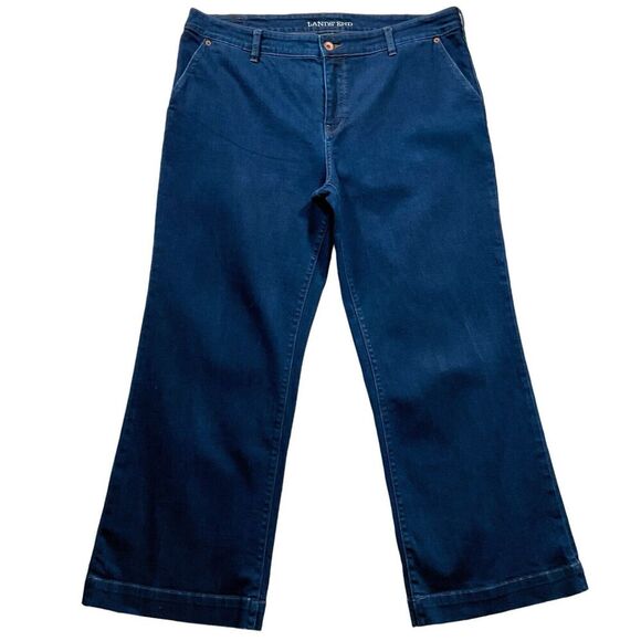 Lands' End Denim - Lands End Womens Jeans sz 16W new Dark Wash Straight Trouser x28" Cotton Stretch